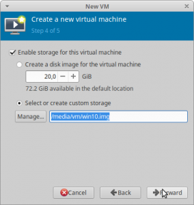 Figure5: Create a virtual machine step 4 - Select the previous created storage.