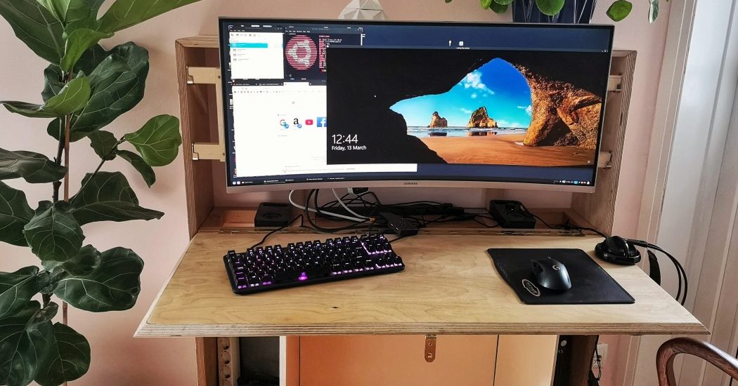 Full Computer Workstation In Desk With Small Footprint Diy